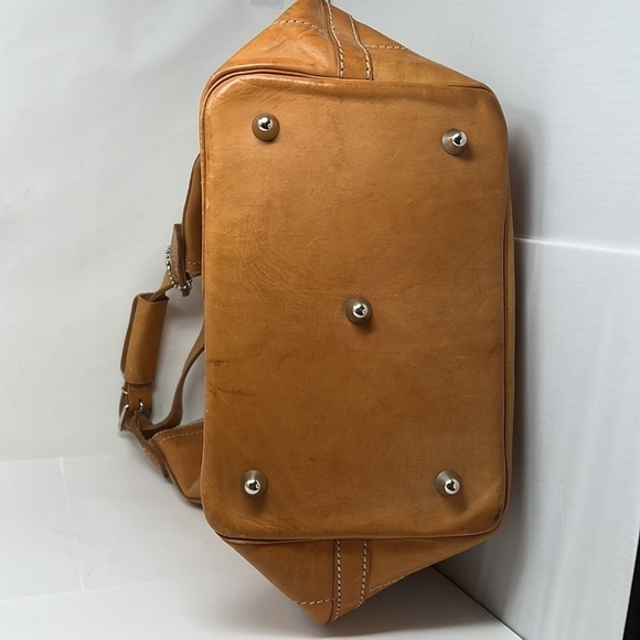 Large Tall Belting Leather Zip Tongue Groove Closure Hand Crossbody Bucket Bag - Picture 11 of 16